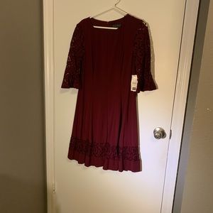 Red lace trimmed dress